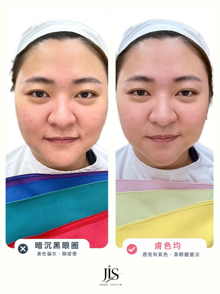 韓國 KCI 色彩鑑定適合色與不適合色的膚色顯黃對比